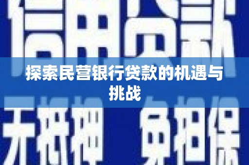沙洋探索民营银行贷款的机遇与挑战