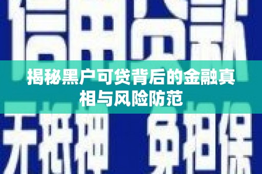 沙洋揭秘黑户可贷背后的金融真相与风险防范