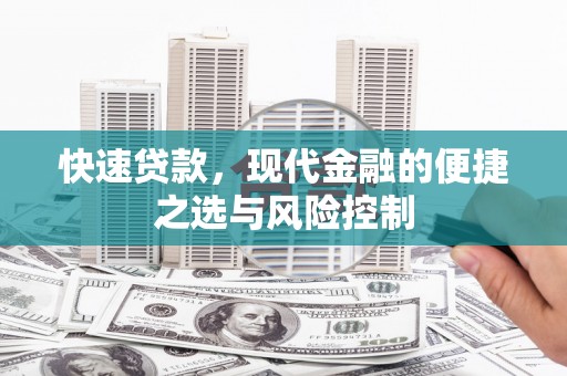 沙洋快速贷款，现代金融的便捷之选与风险控制