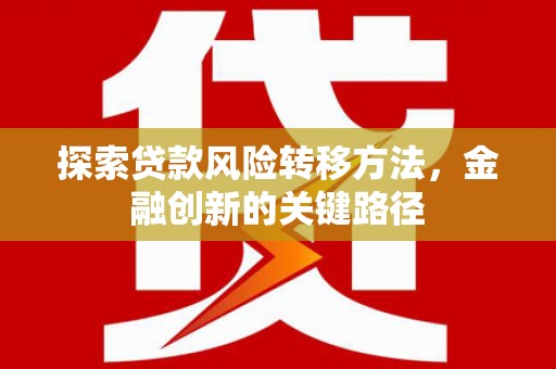沙洋探索贷款风险转移方法，金融创新的关键路径
