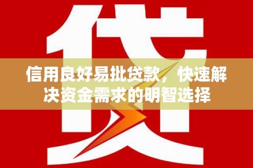 沙洋信用良好易批贷款，快速解决资金需求的明智选择
