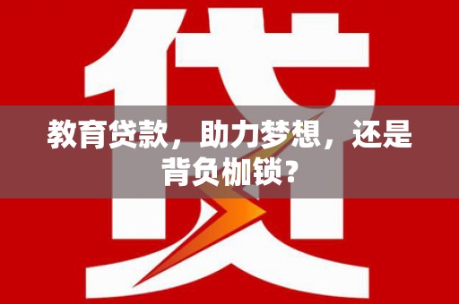 沙洋教育贷款，助力梦想，还是背负枷锁？
