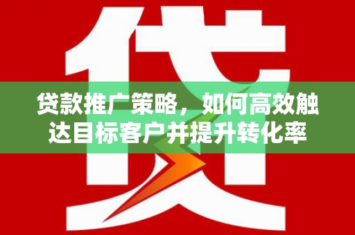 沙洋贷款推广策略，如何高效触达目标客户并提升转化率