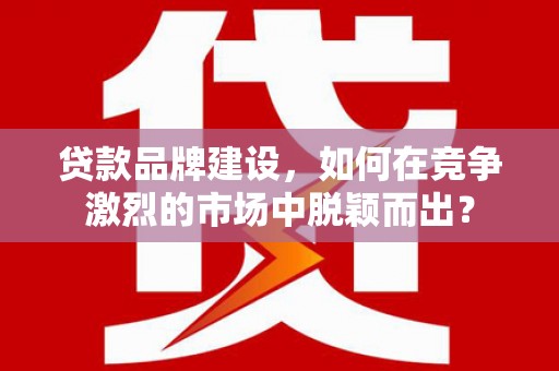沙洋贷款品牌建设，如何在竞争激烈的市场中脱颖而出？