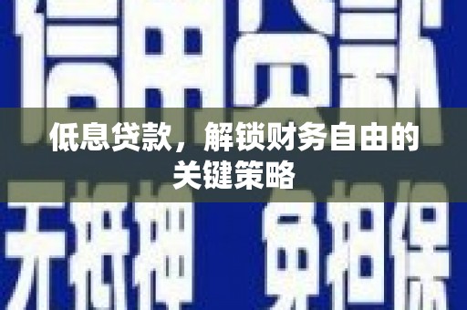 沙洋低息贷款，解锁财务自由的关键策略