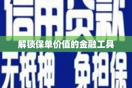 沙洋解锁保单价值的金融工具
